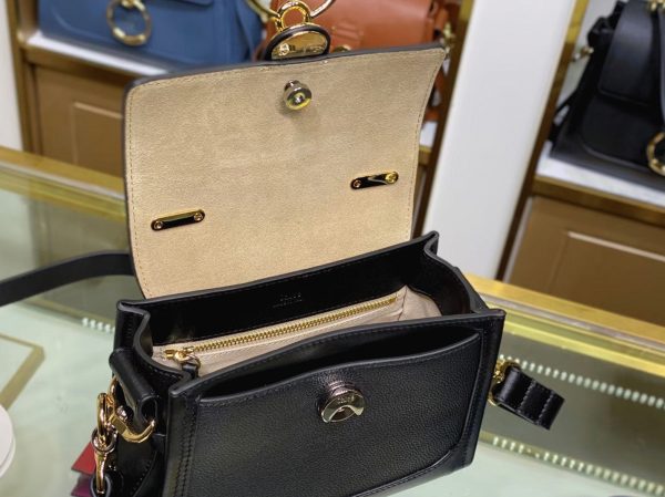 Fausse Chloe Mini Sac Tess Day en cuir grainé noir – Image 9