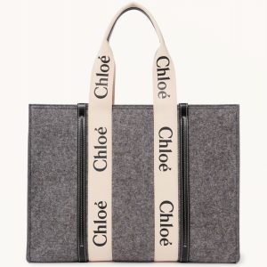 Réplique Chloe Sac Cabas Woody Moyen en feutre gris