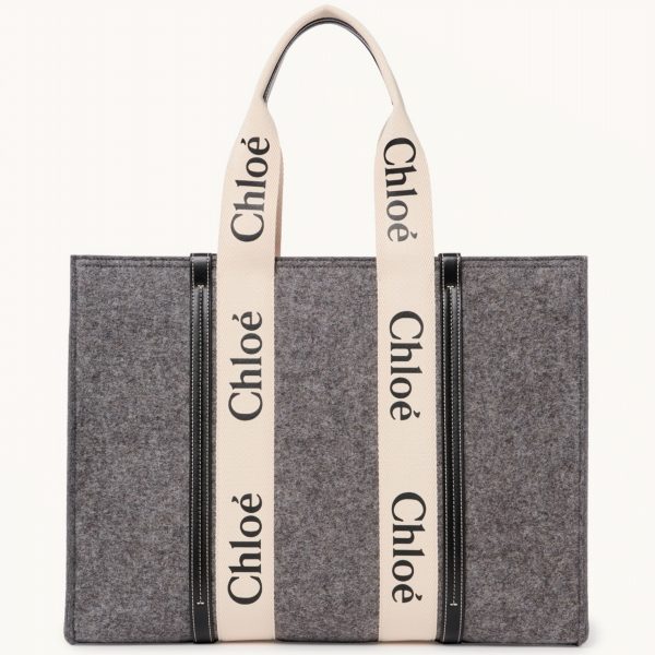 Réplique Chloe Sac Cabas Woody Moyen en feutre gris
