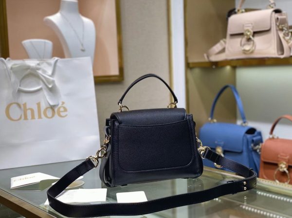 Fausse Chloe Mini Sac Tess Day en cuir grainé noir – Image 8