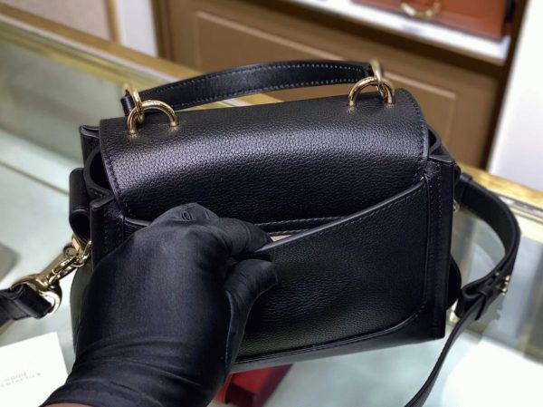 Fausse Chloe Mini Sac Tess Day en cuir grainé noir – Image 7
