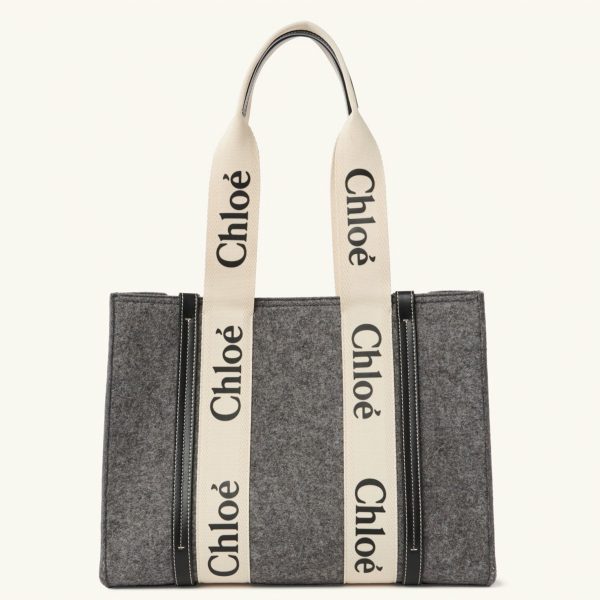 Contrefaçon Chloe Grand Sac Cabas Woody en feutre gris