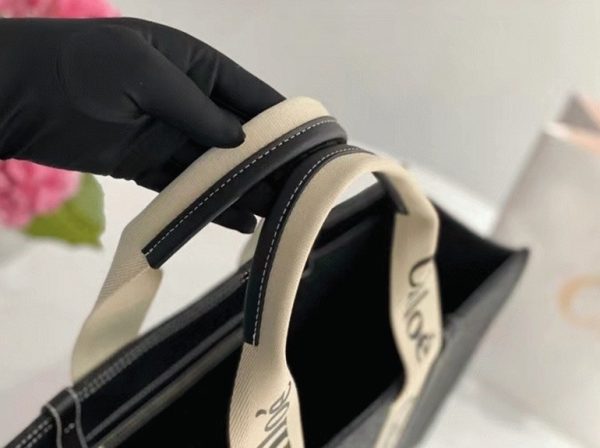 Réplique Chloe Sac Cabas Woody Moyen en feutre gris – Image 6
