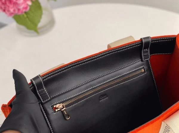 Réplique Chloe Sac Cabas Woody Moyen en feutre orange – Image 8