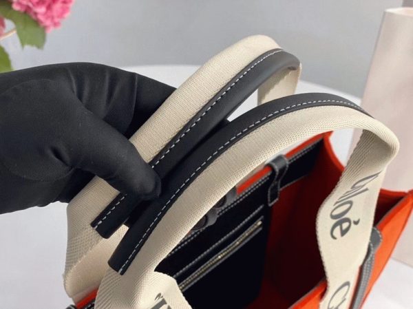 Réplique Chloe Sac Cabas Woody Moyen en feutre orange – Image 6