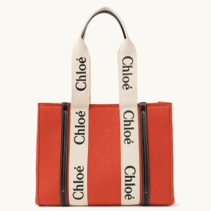 Réplique Chloe Sac Cabas Woody Moyen en feutre orange