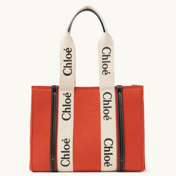 Réplique Chloe Sac Cabas Woody Moyen en feutre orange