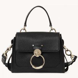 Fausse Chloe Mini Sac Tess Day en cuir grainé noir