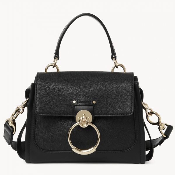 Fausse Chloe Mini Sac Tess Day en cuir grainé noir