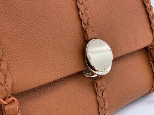Réplique Chloe Sac Bandoulière Penelope Moyen en cuir de veau grainé brun – Image 10