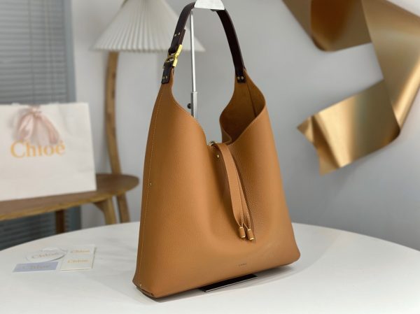 Réplique Chloe Sac Hobo Marcie en cuir grainé brun – Image 3
