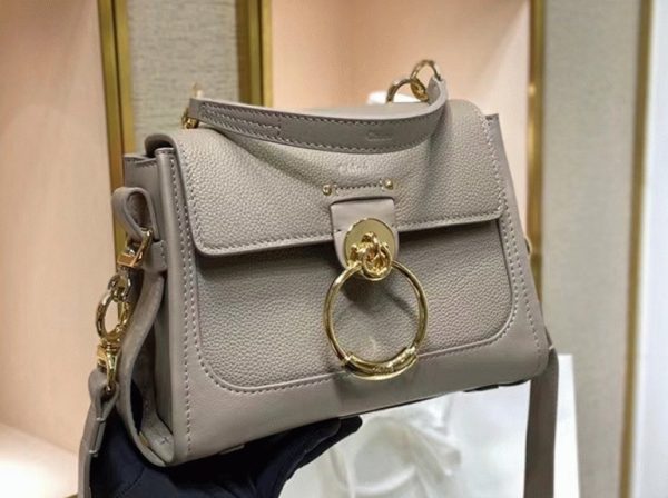 Réplique Chloe Mini Sac Tess Day en cuir grainé gris – Image 8