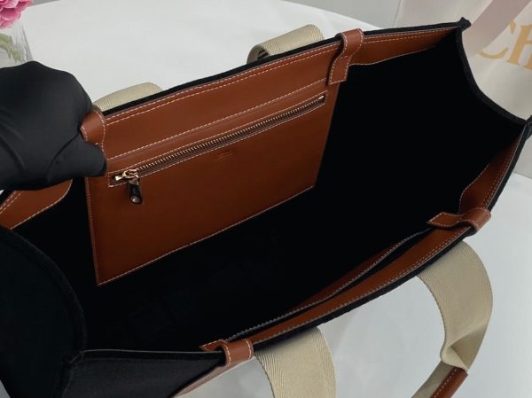 Fausse Chloe Grand Sac Cabas Woody en feutre noir – Image 8