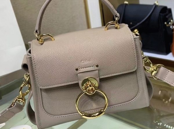 Réplique Chloe Mini Sac Tess Day en cuir grainé gris – Image 7