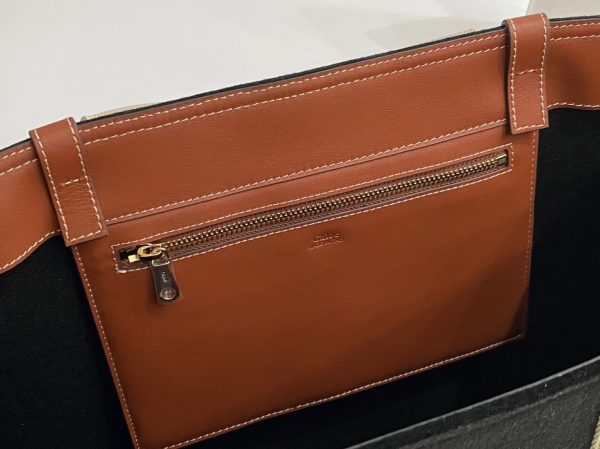 Fausse Chloe Grand Sac Cabas Woody en feutre noir – Image 6