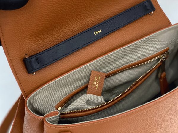 Réplique Chloe Sac Bandoulière Penelope Moyen en cuir de veau grainé brun – Image 6