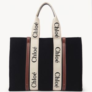 Fausse Chloe Grand Sac Cabas Woody en feutre noir