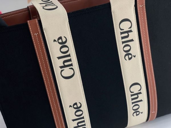 Fausse Chloe Grand Sac Cabas Woody en feutre noir – Image 4