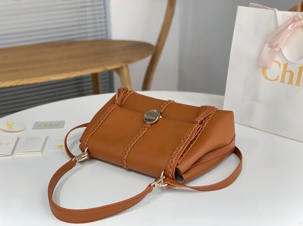Réplique Chloe Sac Bandoulière Penelope Moyen en cuir de veau grainé brun – Image 4