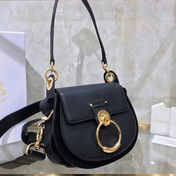 Contrefaçon Chloe Petit Sac Tess à bandoulière en cuir de veau noir – Image 8