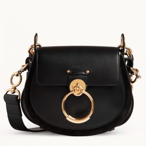 Contrefaçon Chloe Petit Sac Tess à bandoulière en cuir de veau noir