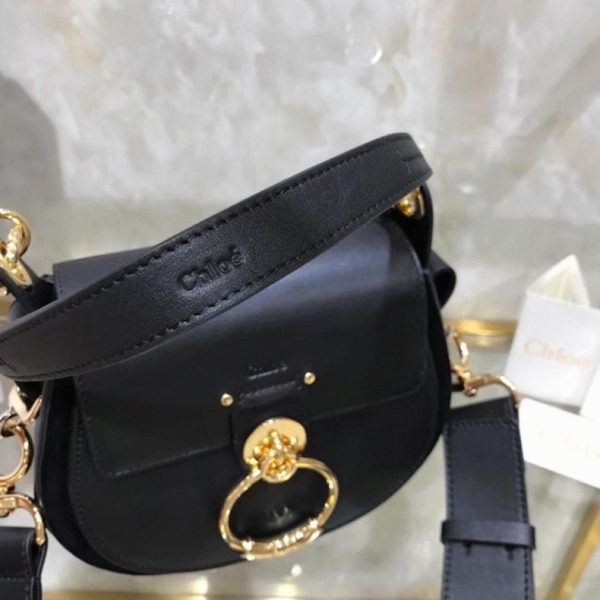 Contrefaçon Chloe Petit Sac Tess à bandoulière en cuir de veau noir – Image 7