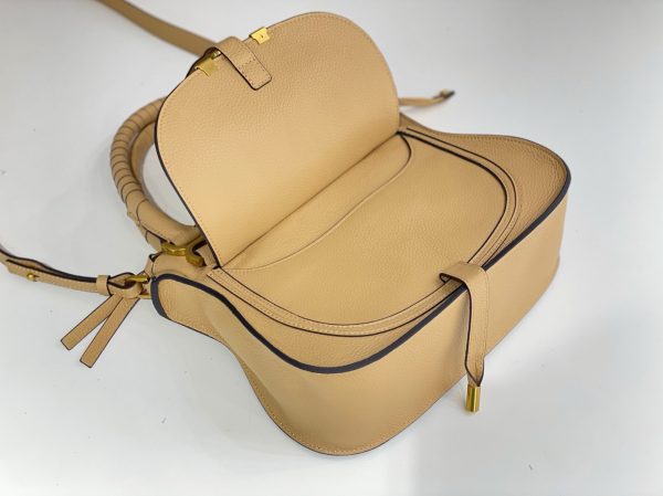 Réplique Chloe Marcie Petit Sac Double Porté en cuir grainé beige – Image 9