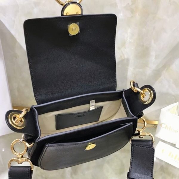 Contrefaçon Chloe Petit Sac Tess à bandoulière en cuir de veau noir – Image 4