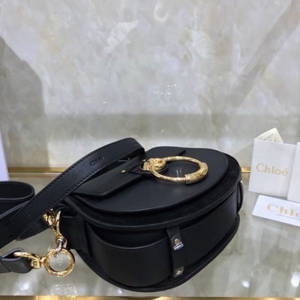 Contrefaçon Chloe Petit Sac Tess à bandoulière en cuir de veau noir – Image 3