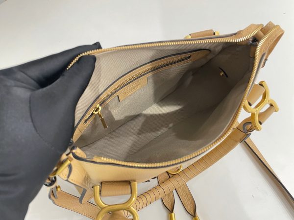 Réplique Chloe Marcie Petit Sac Double Porté en cuir grainé beige – Image 6