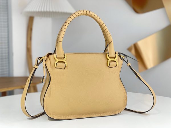 Réplique Chloe Marcie Petit Sac Double Porté en cuir grainé beige – Image 5