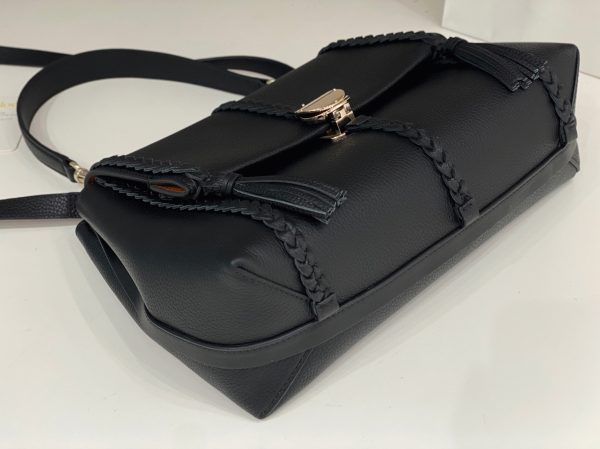 Contrefaçon Chloe Sac Bandoulière Penelope Moyen en cuir de veau grainé noir – Image 10