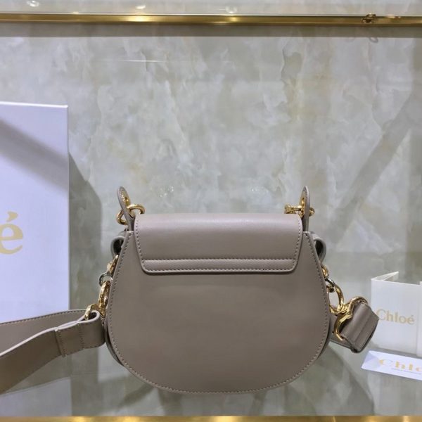 Fausse Chloe Petit Sac Tess à bandoulière en cuir de veau gris – Image 9