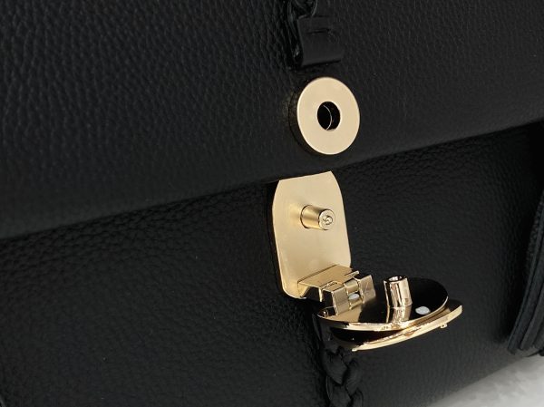 Contrefaçon Chloe Sac Bandoulière Penelope Moyen en cuir de veau grainé noir – Image 9