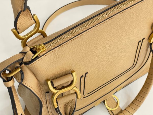 Réplique Chloe Marcie Petit Sac Double Porté en cuir grainé beige – Image 3