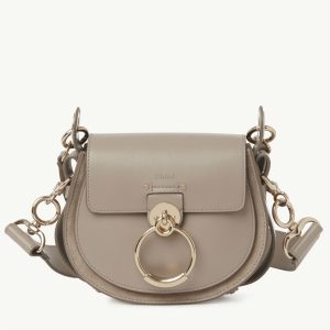 Fausse Chloe Petit Sac Tess à bandoulière en cuir de veau gris