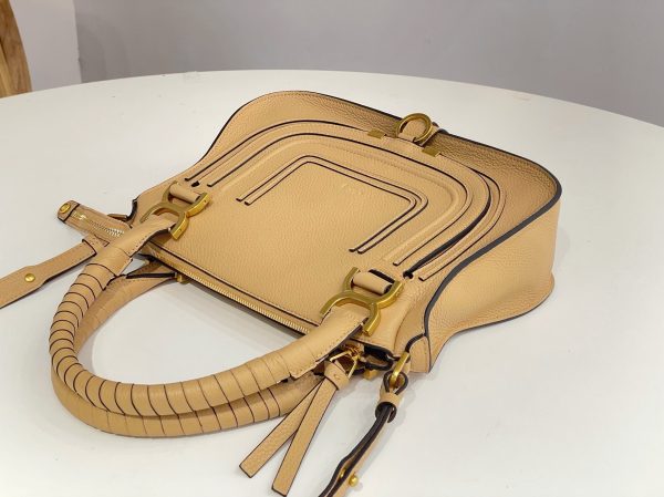 Réplique Chloe Marcie Petit Sac Double Porté en cuir grainé beige – Image 2