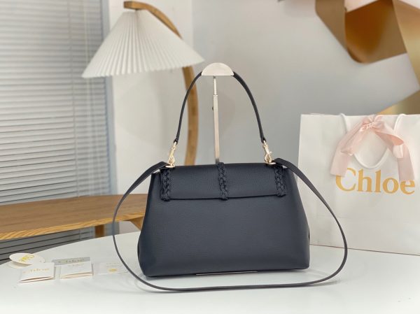 Contrefaçon Chloe Sac Bandoulière Penelope Moyen en cuir de veau grainé noir – Image 6