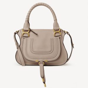Fausse Chloe Marcie Petit Sac Double Porté en cuir grainé sable