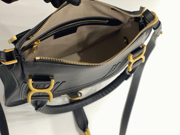 Contrefaçon Chloe Marcie Petit Sac Double Porté en cuir grainé noir – Image 8