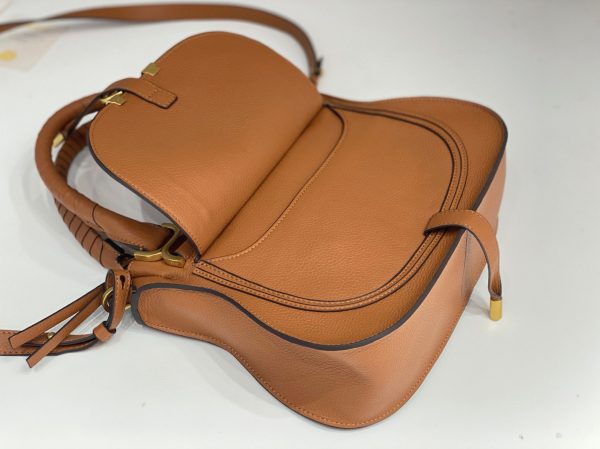 Fausse Chloe Marcie Petit Sac Double Porté en cuir grainé bleu – Image 8