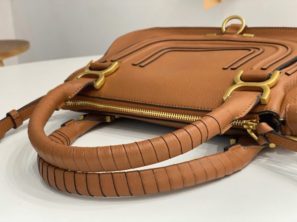 Fausse Chloe Marcie Petit Sac Double Porté en cuir grainé bleu – Image 7