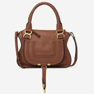 Fausse Chloe Marcie Petit Sac Double Porté en cuir grainé bleu
