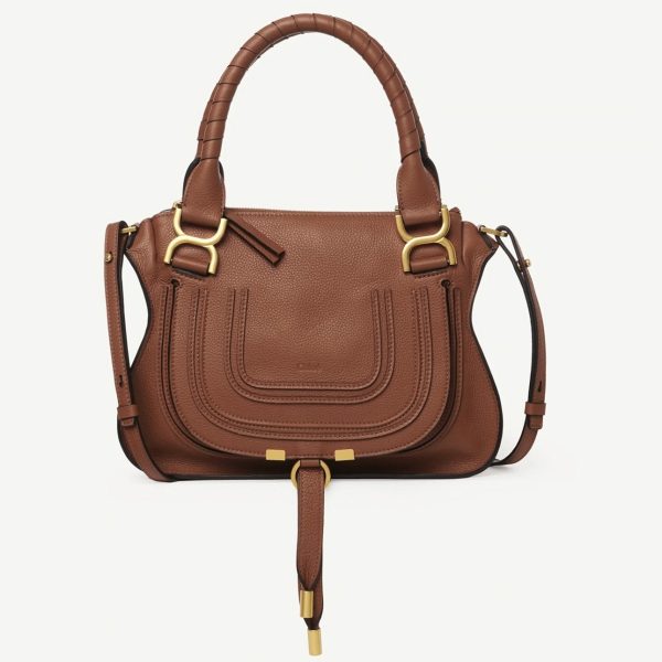 Fausse Chloe Marcie Petit Sac Double Porté en cuir grainé bleu