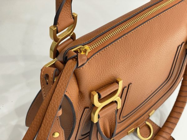 Fausse Chloe Marcie Petit Sac Double Porté en cuir grainé bleu – Image 5