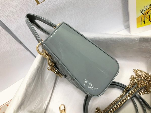 Réplique Mini Sac Lady Dior avec chaîne en gris – Image 3
