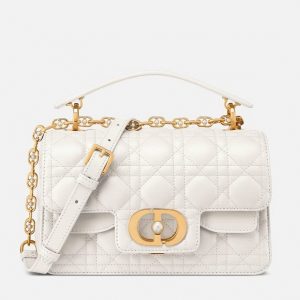 Réplique Petit Sac Jolie à poignée en veau cannage blanc