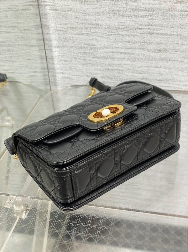 Fausse Petit Sac Jolie à poignée en veau cannage noir – Image 10