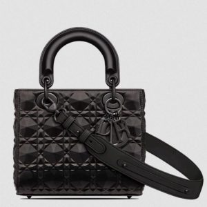 Fausse Petit Sac Lady Dior My ABCDior en veau noir avec motif diamant