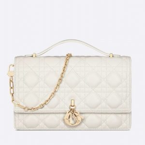 Réplique Sac Miss Dior à poignée en agneau cannage blanc